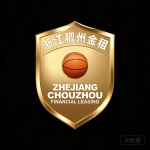 浙江稠州金租队球队标志，金色盾牌图案